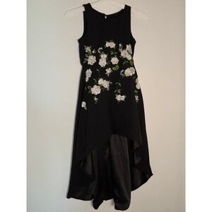 GB Girls Black Floral Embroidered High-Low Sleeveless Special Occasion Dress 8
